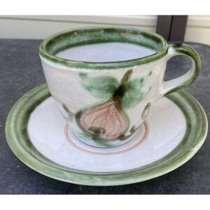 Vintage John‎ B Taylor Harvest Pear Louisville Stoneware Flat Cup & Saucer